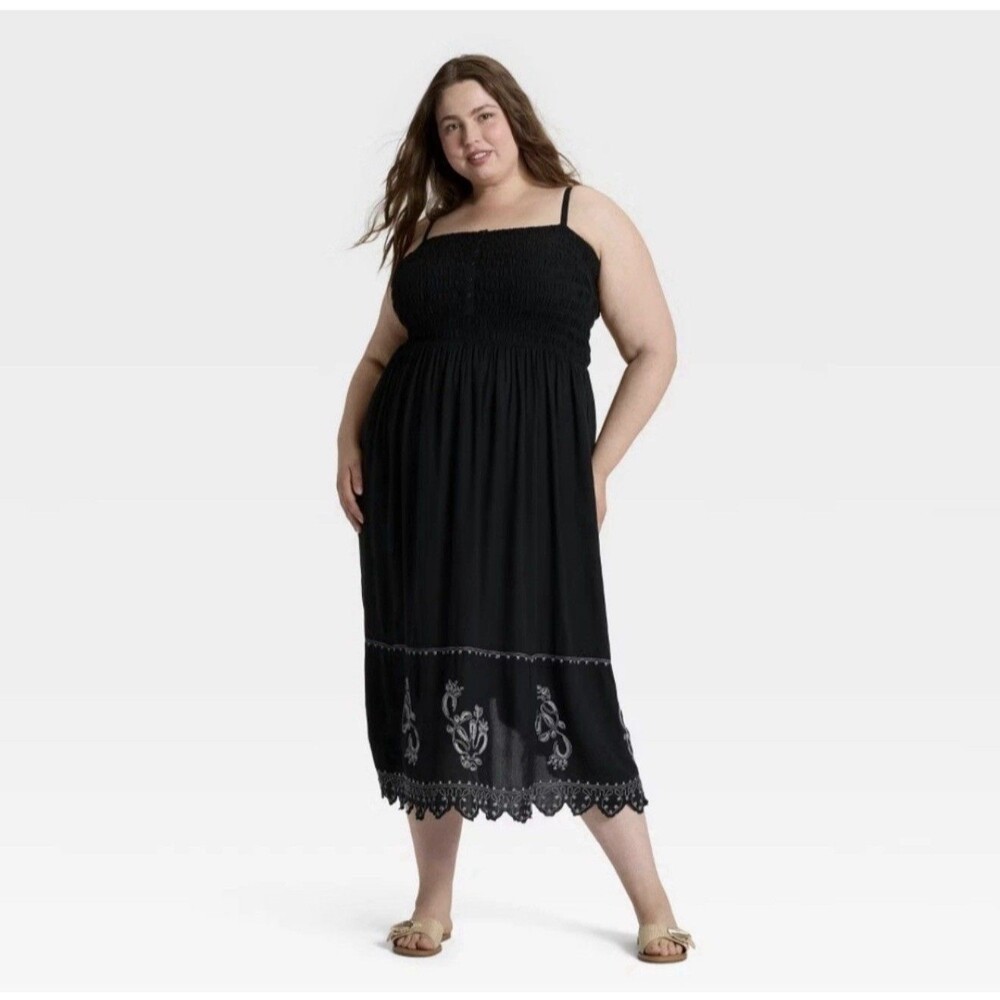 Universal Thread Button-Front Smocked Maxi Sundress, XXL NWT